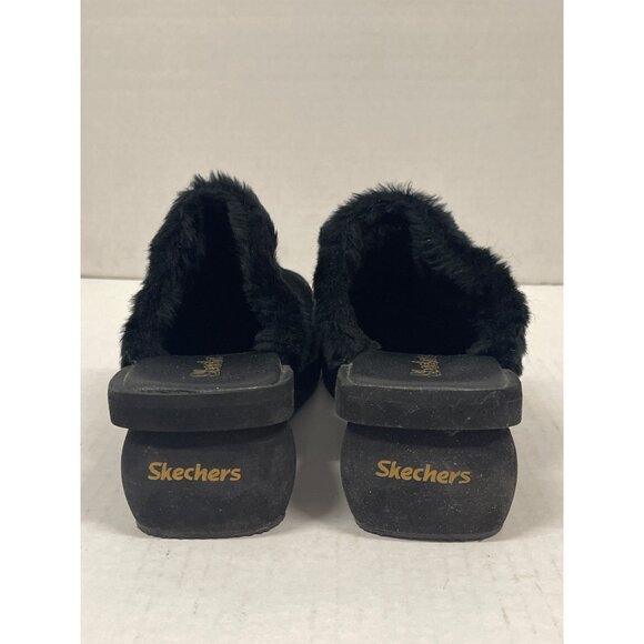 Skechers women’s spinners ll sandal suede and faux fur chunky heel size 9 - Picture 4 of 9